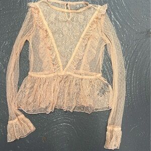 ASOS Elegant Lace Blouse in Peach size 4